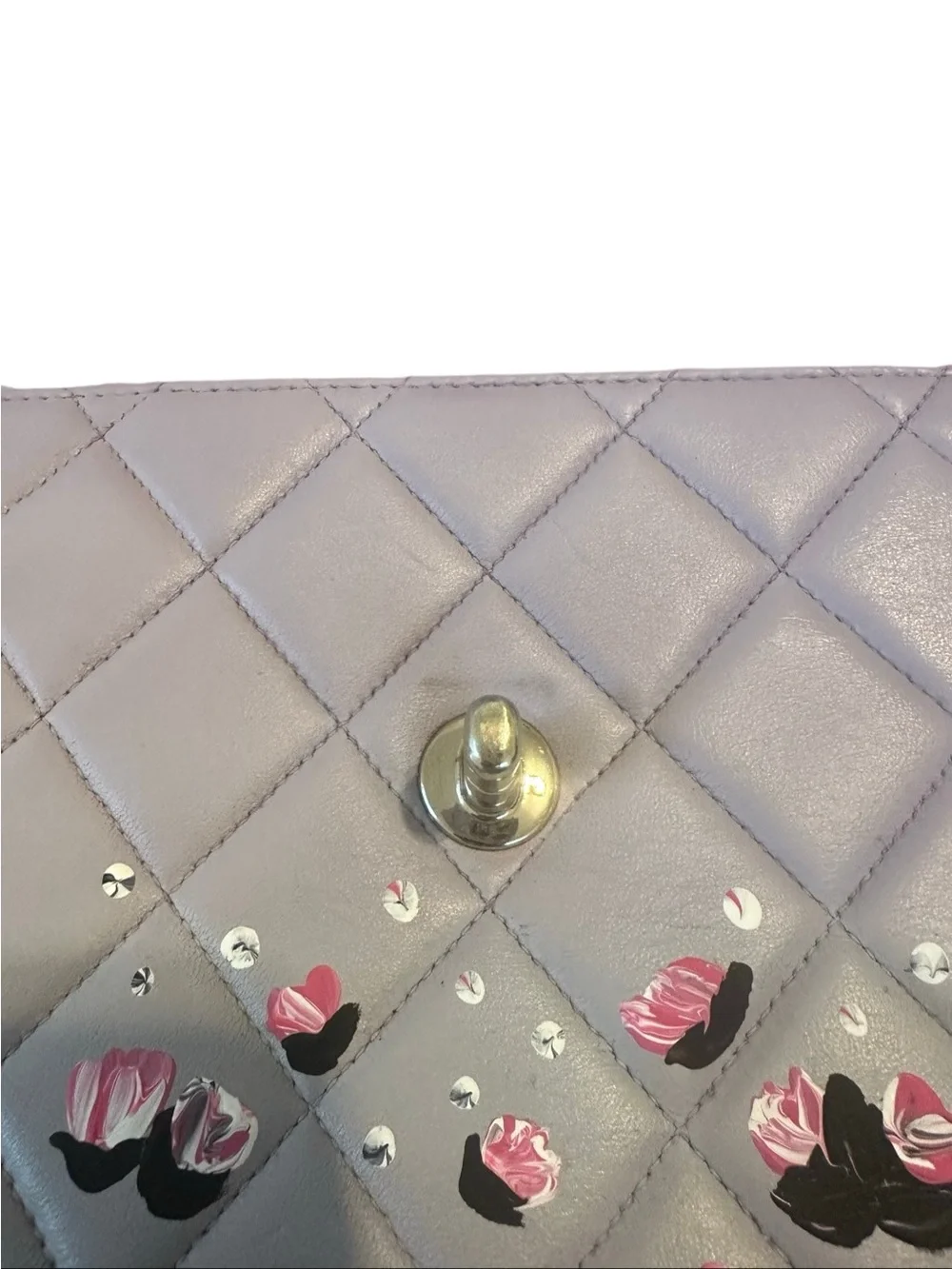 Chanel Two-Tone Quilted Shoulder Bag with Floral Paint Details